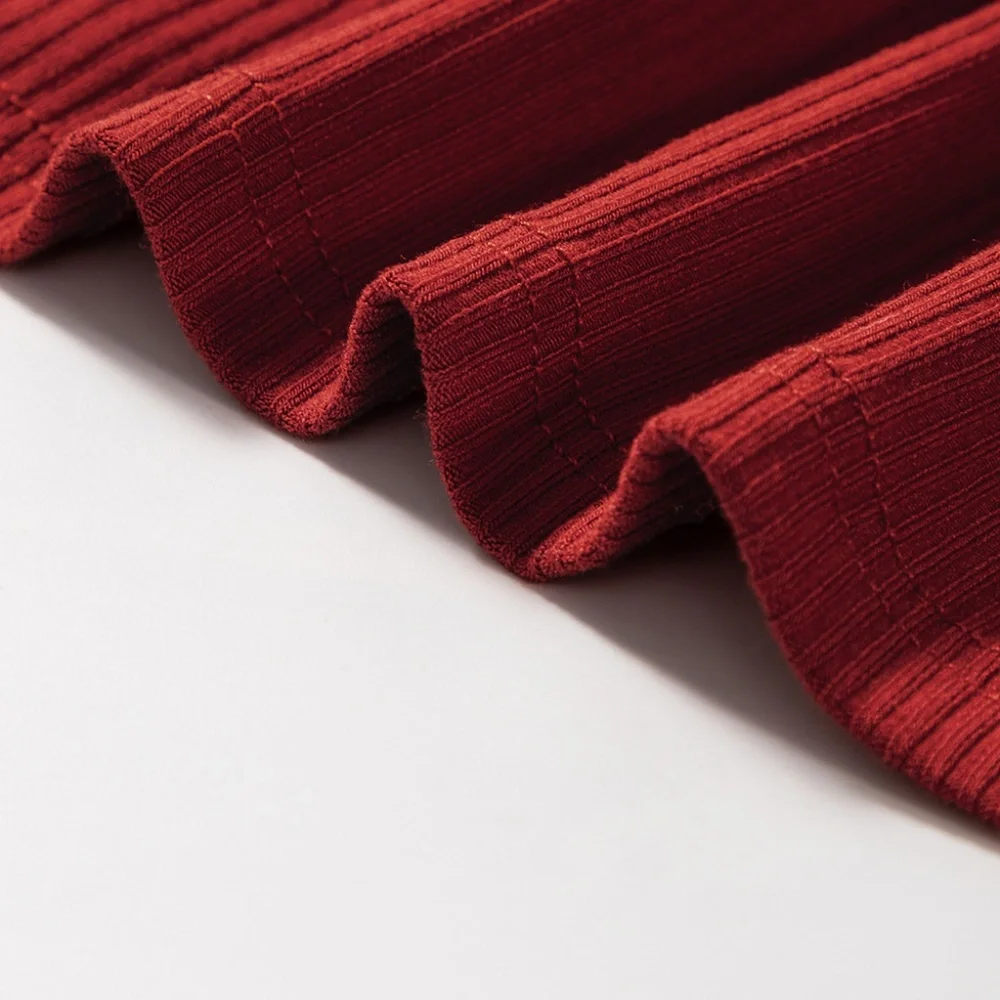 CLEARANCE 1 LEFT!! Racing Red Ribbed Knit Long Sleeve High Neck Mini Dress - Picture 12 of 13